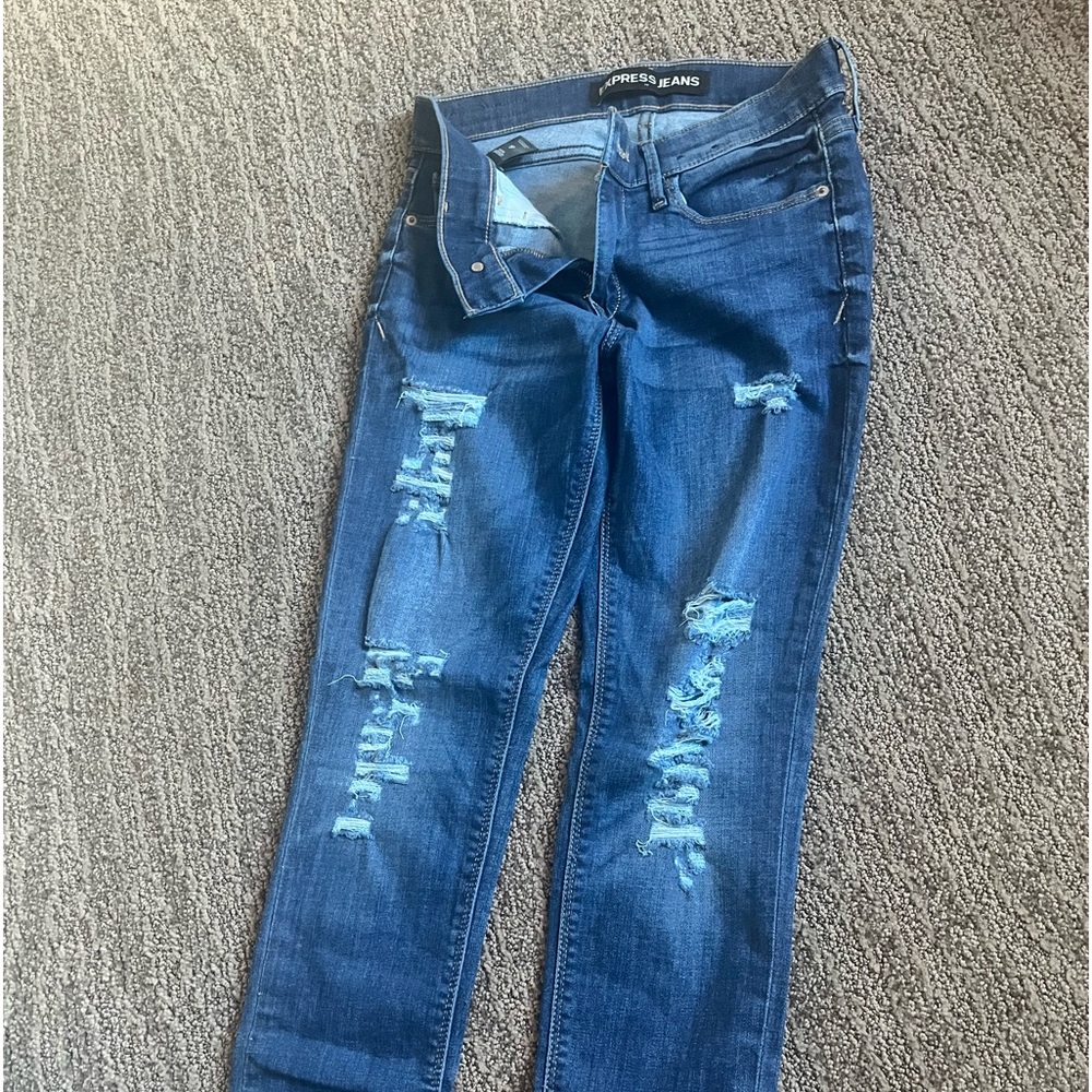 Express ripped skinny jeans